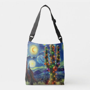 Christmas in the Desert Southwest Saguaro Cactus Crossbody Bag