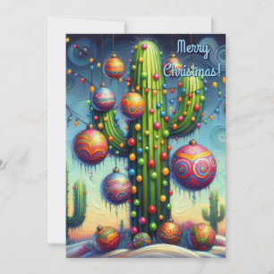 Christmas in the Desert Southwest Saguaro Cactus Holiday Card
