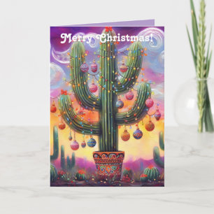 Christmas in the Desert Southwest Saguaro Cactus Holiday Card