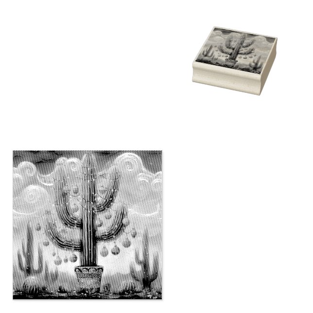 Christmas in the Desert Southwest Saguaro Cactus Rubber Stamp (Stamped)