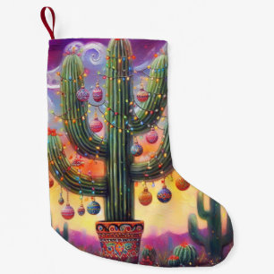 Christmas in the Desert Southwest Saguaro Cactus Small Christmas Stocking