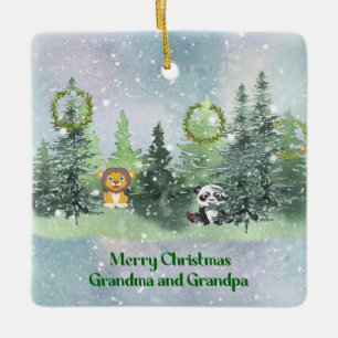 Christmas in the Forest for Grandparents Ceramic Ornament