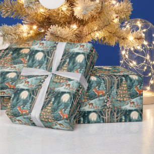 Christmas in the Forest Nature Illustration Wrapping Paper