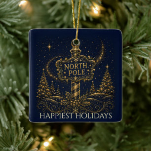 Christmas in the Stars   North Pole Photo Ceramic Ornament