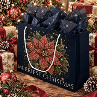 Christmas in the Stars Poinsettia Large Gift Bag
