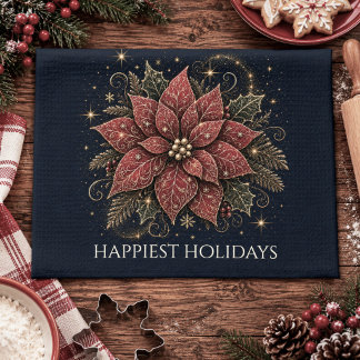 Christmas in the Stars | Poinsettia Tea Towel