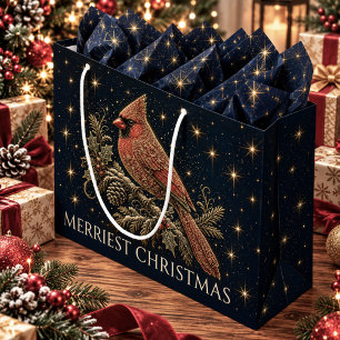 Christmas in the Stars Red Cardinal Large Gift Bag
