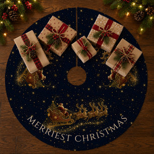 Christmas in the Stars Santa's Sleigh Fleece Tree Skirt