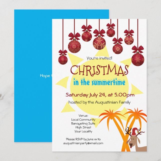 Christmas in the Summertime Party Invitation (Front/Back)