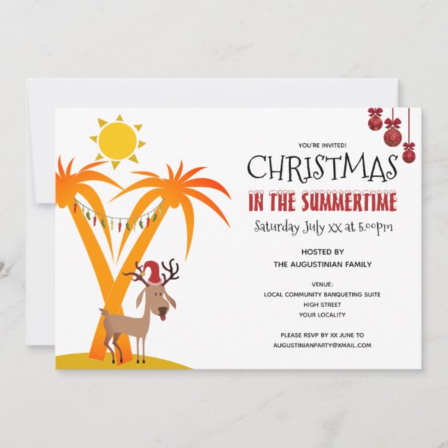 Christmas in the Summertime Party Invitation (Front)