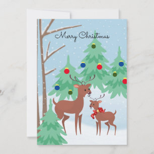 Christmas In The Woods Flat Holiday Card