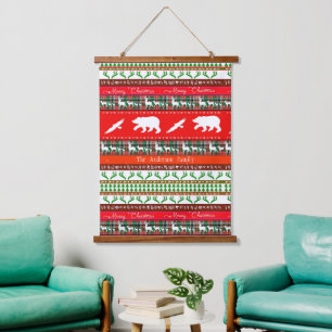 Christmas in the woods personalised hanging tapestry