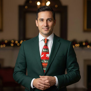 Christmas in the woods tie