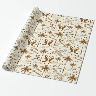 Christmas in Tropical Australia Gold Toile  Wrapping Paper
