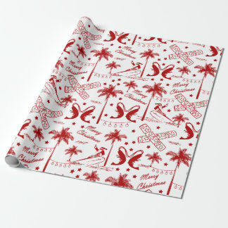 Christmas in Tropical Australia Red Toile  Wrapping Paper