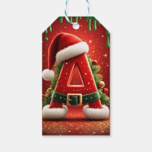 Christmas Initial A For Holiday Gifts Gift Tags