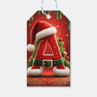Christmas Initial A For Holiday Gifts Gift Tags