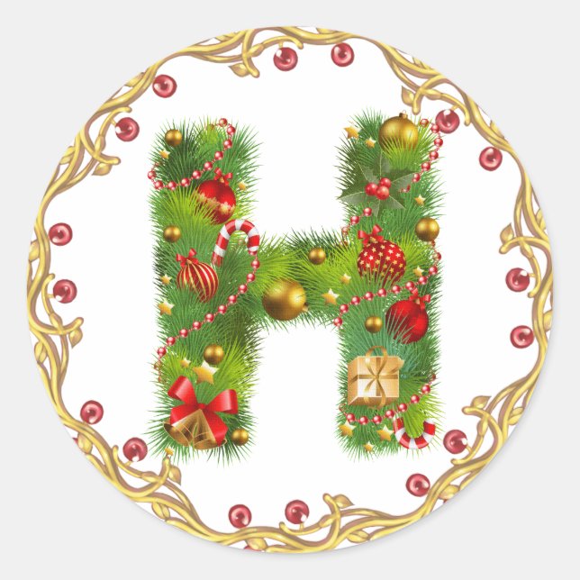 christmas initial H monogram sticker (Front)