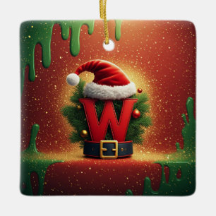Christmas Initial W For Holiday Gifts Ceramic Ornament