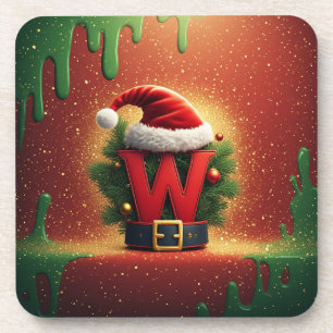 Christmas Initial W For Holiday Gifts Coaster
