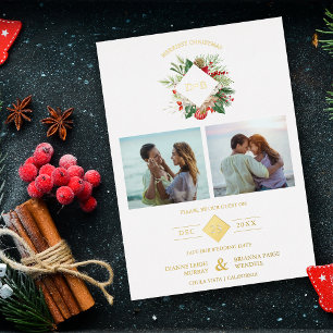 Christmas Initials Floral 2 Photos Collage Fancy