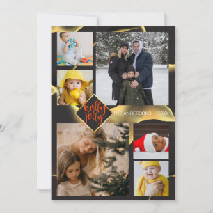 Christmas Inky Abstract Black Holly Jolly Photo Invitation