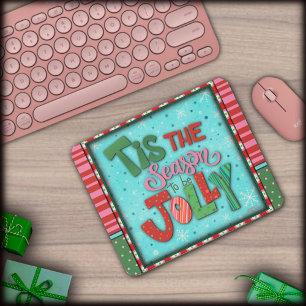 Christmas Inspirivity Hand Written Jolly Red Green Mouse Mat