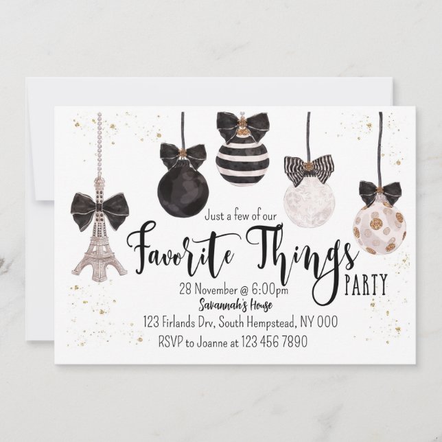 Christmas Invitation Favourite Things Invitation (Front)