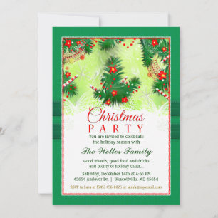 Christmas Invitation - Festive Party Red & Green