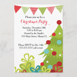Christmas Invitation Holiday Tree Gifts