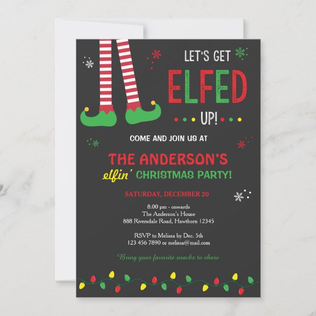 Christmas Invitation / Let's Get Elfed Up (Front)