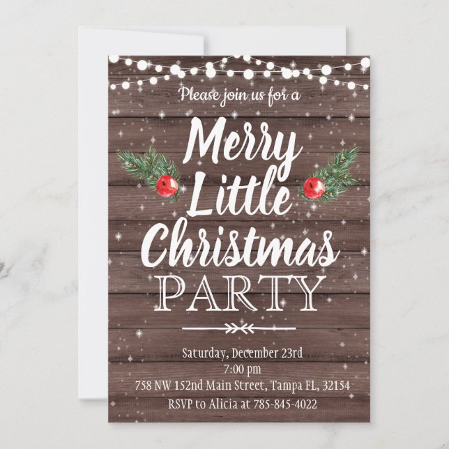Christmas Invitation Merry little Christmas party (Front)