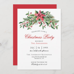 Christmas invitation party invite winter berries