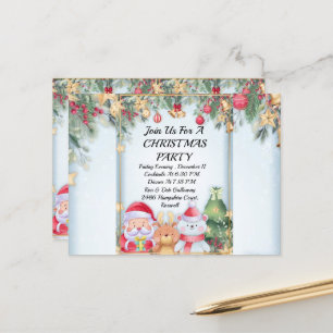 Christmas invitation postcard