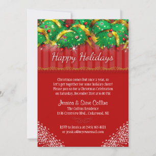 Christmas Invitation - Red & Festive Decorations