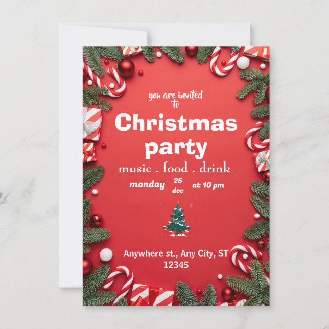 Christmas Invitations Flat Card (Front)