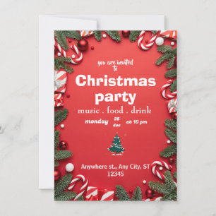 Christmas Invitations Flat Card