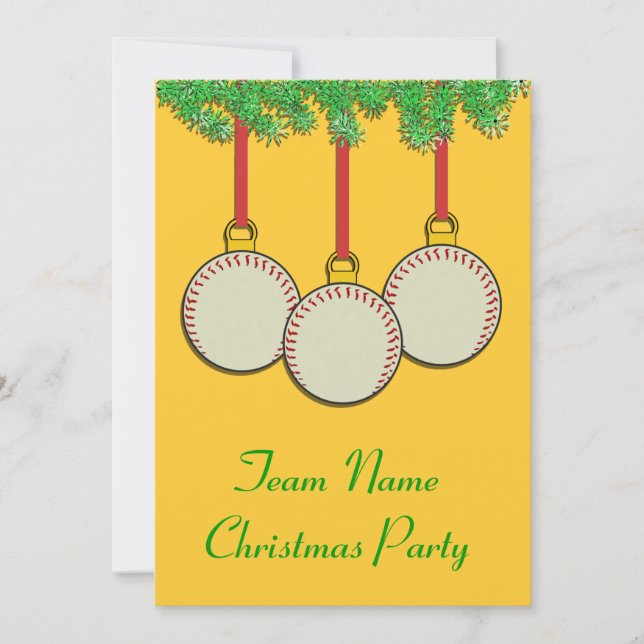 Christmas Invitations for Baseball or Softball (Front)