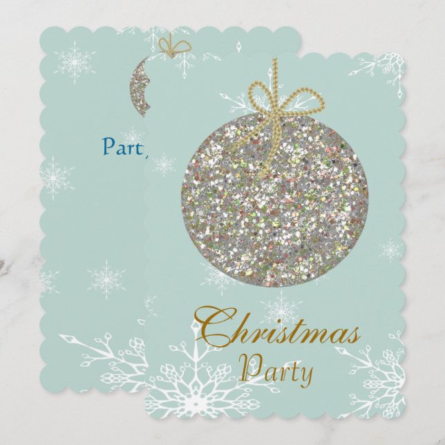 Christmas Invitations with ornaments and snowflake (Front/Back)