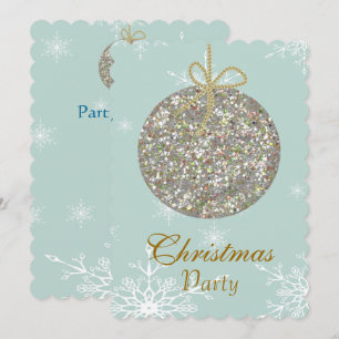 Christmas Invitations with ornaments and snowflake