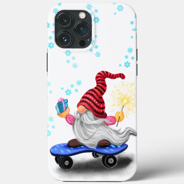 Christmas iPhone Case Gift Skater Gnome with Gifts (Back)