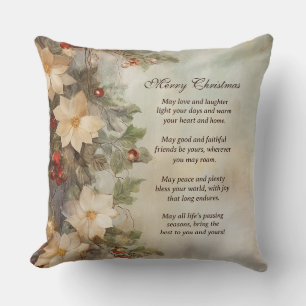 Christmas Irish Blessing   Pretty Winter Flowers Cushion
