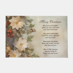 Christmas Irish Blessing Pretty Winter Flowers Doormat