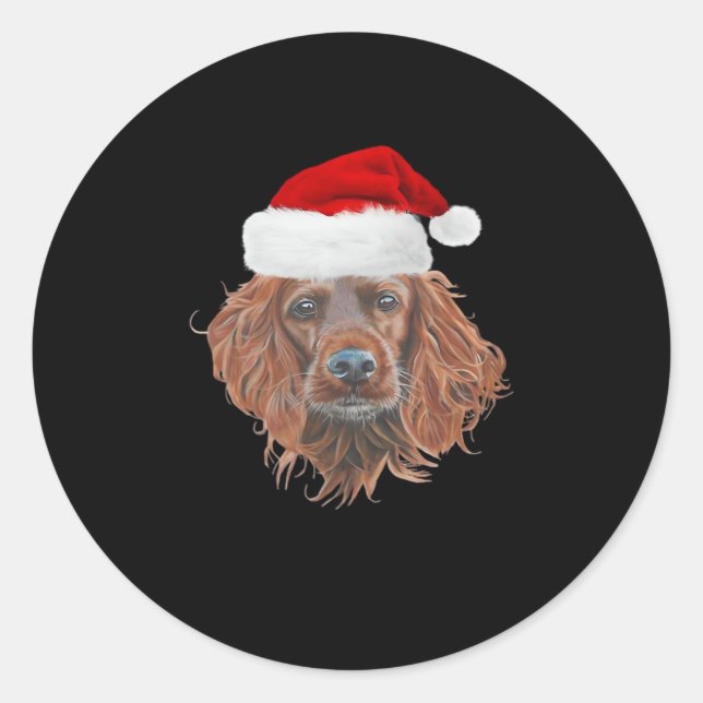 Christmas Irish Setter Classic T-Shirt Classic Round Sticker (Front)
