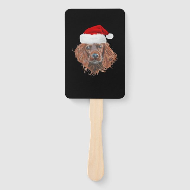 Christmas Irish Setter Classic T-Shirt Hand Fan (Front)