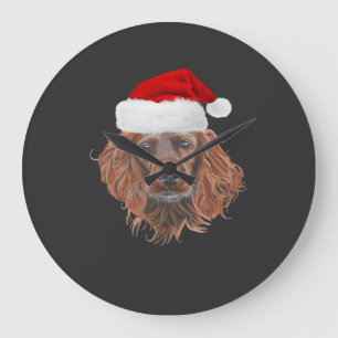 Christmas Irish Setter Classic T-Shirt Large Clock