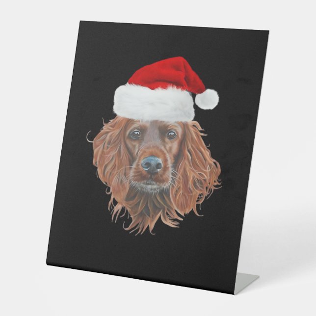 Christmas Irish Setter Classic T-Shirt Pedestal Sign (Front)