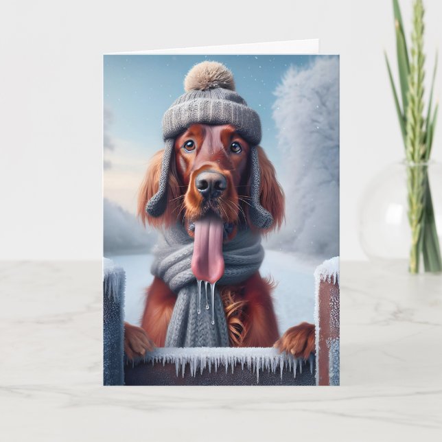 Christmas Irish Setter Dog Holiday Card (Front)