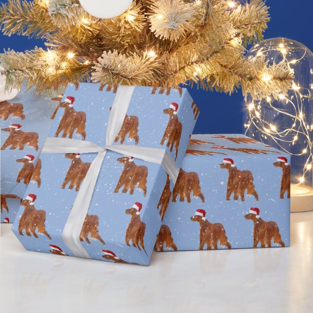Christmas Irish Setter With Snowflakes Wrapping Paper (Holidays)