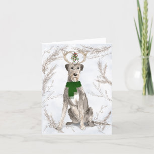 Christmas Irish Wolfhound and Botanical Pines Holiday Card